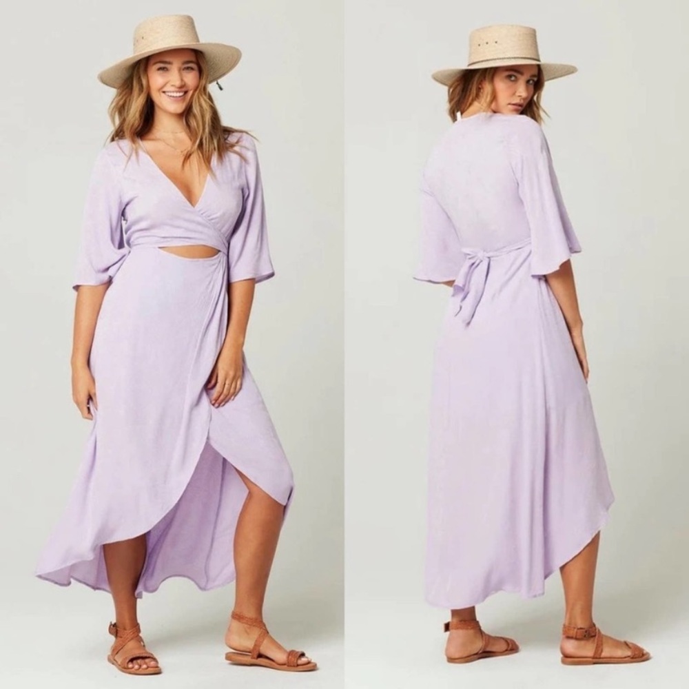 L*Space Kellen Cutout Tie Faux Wrap Dress Lavender Purple Size Medium resortwear